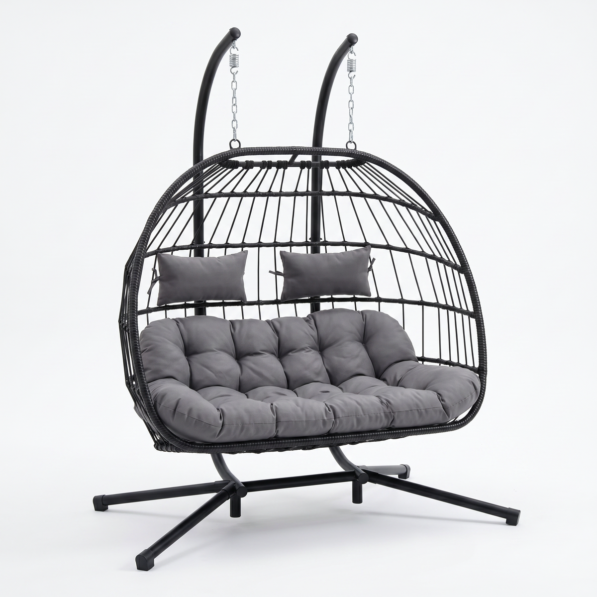 Silla colgante desmontable resistente 2 plazas gris exterior decoracion jardin