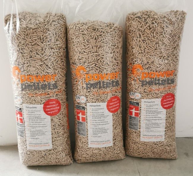 Palete pellets PowerPellets 65 sacos 15kg premium calefaccion energia renovable combustible madeira pura