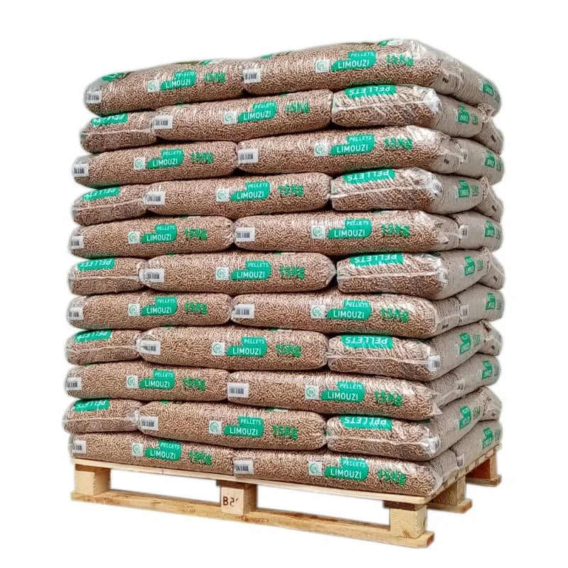 Palete pellets Limouzi 66 sacos 15kg combustible ecologico energia renovable calefaccion invierno