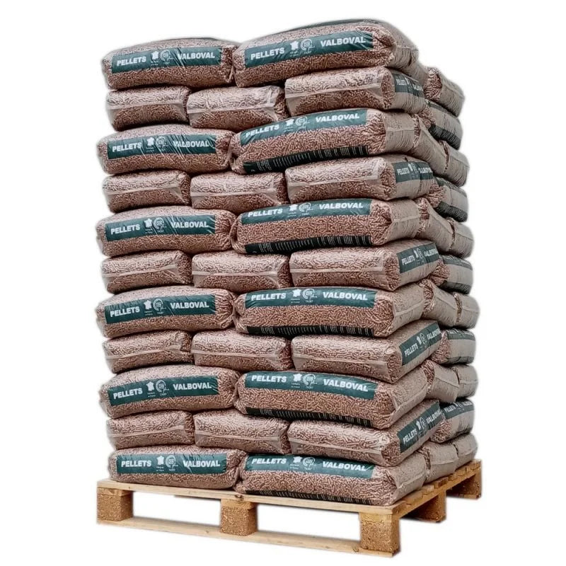 Palete pellets Valboval 65 sacos 15kg madeira premium combustible calefaccion energia renovable
