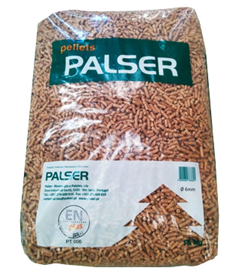 Palete pellets pinho Palser 60 sacos 15kg total 900kg combustible calefaccion energia renovable