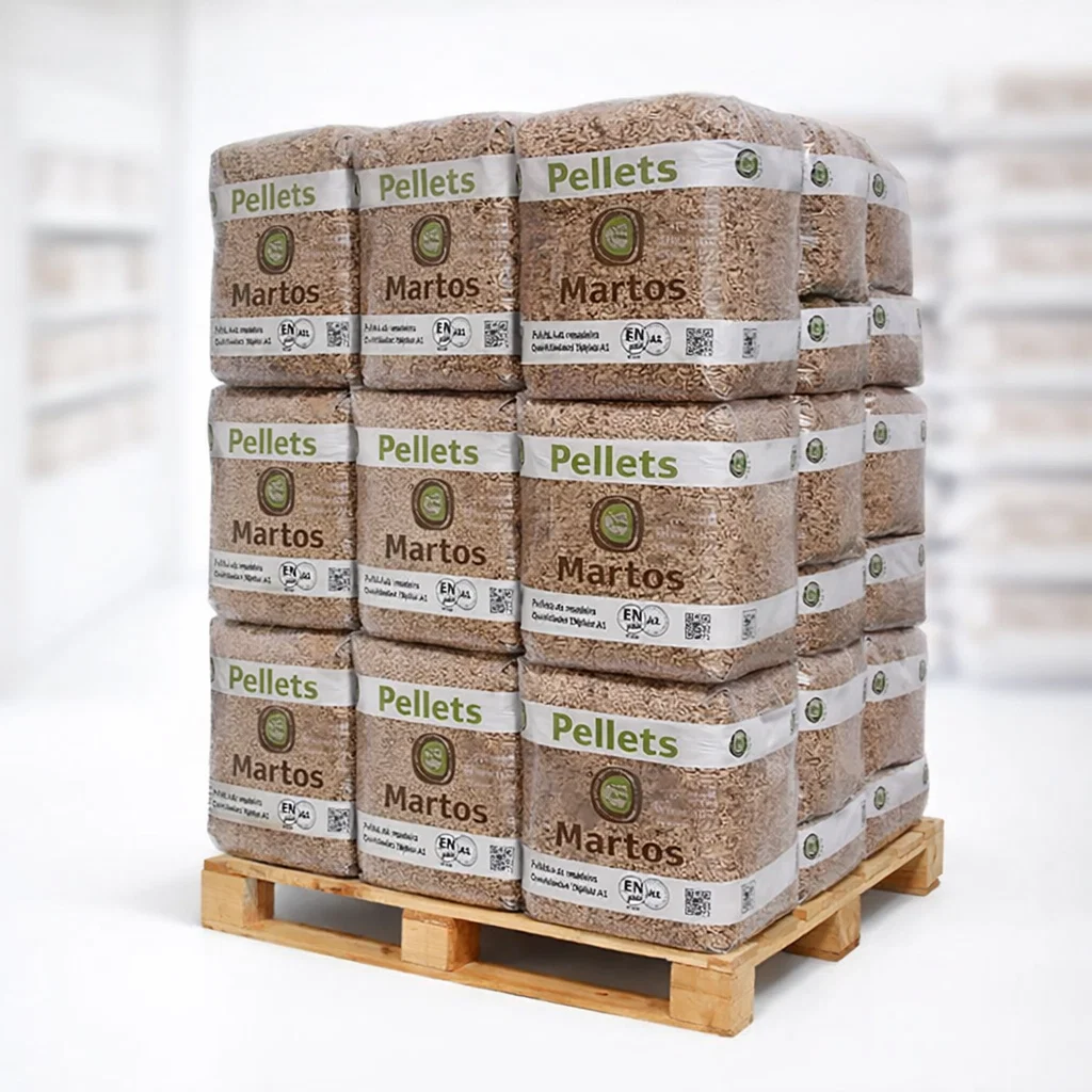 Pellets Martos pinho 15kg — detalle granulado calidad premium certificacion enplus